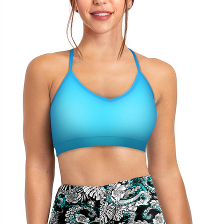 Eco-friendly Bahama Blue Bikini Sports Bra Front