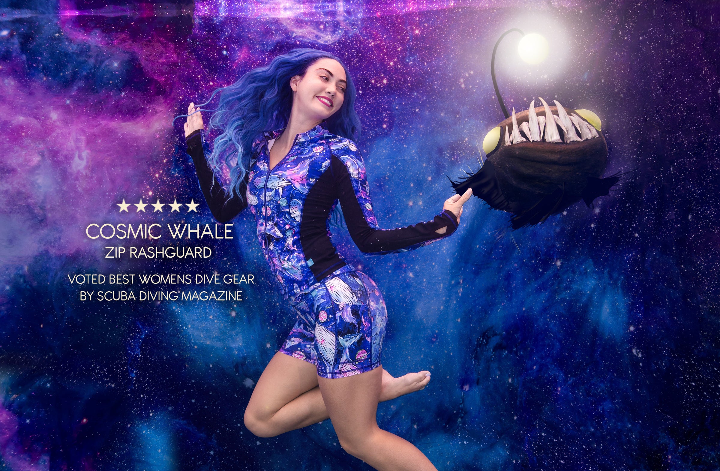 Cosmic Whale Zip Rashguard