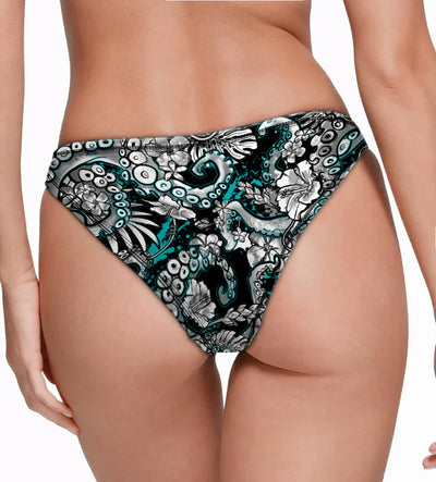 Eco-friendly Electric Blue Octofloral Cheeky Bikini Bottoms