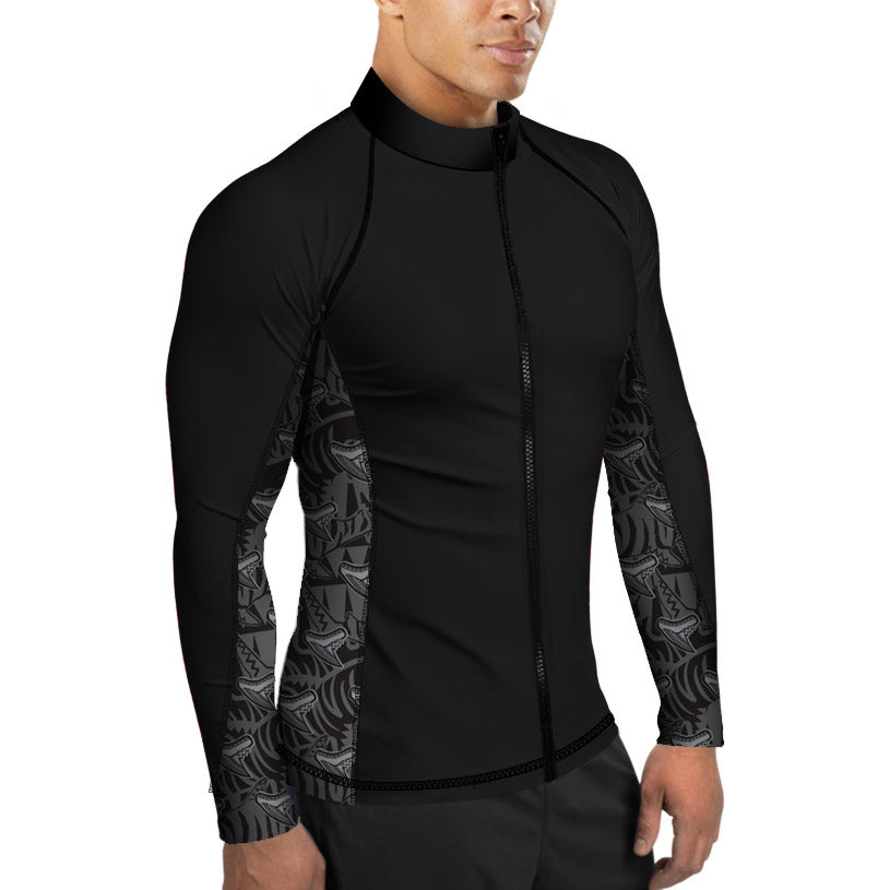 MENS Eco-friendly Full Zip Up Tiger Shark Rash Guard