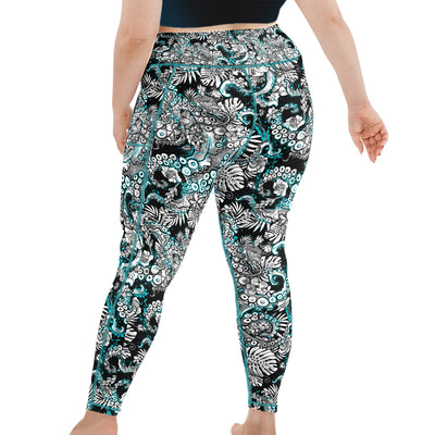 Plus Size Eco-Friendly Electric Blue Octofloral Leggings