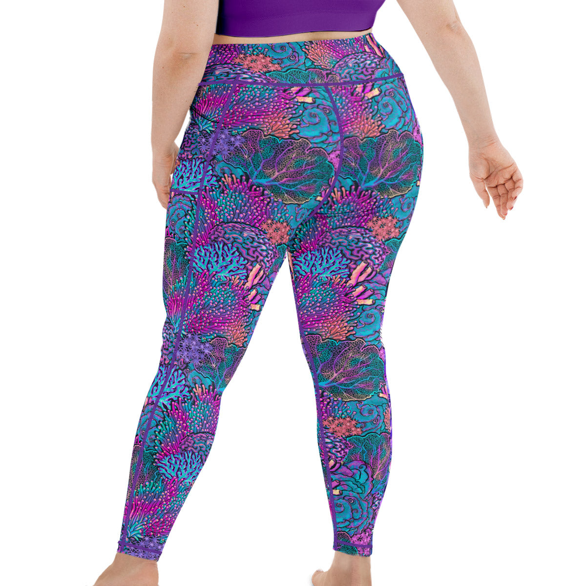 Plus Size Eco-Friendly Coral Kaleidoscope Leggings