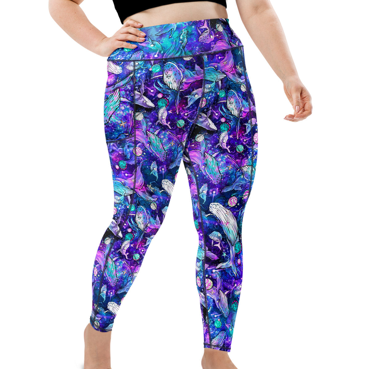 Plus Size Eco-Friendly Cosmic Whale Leggings