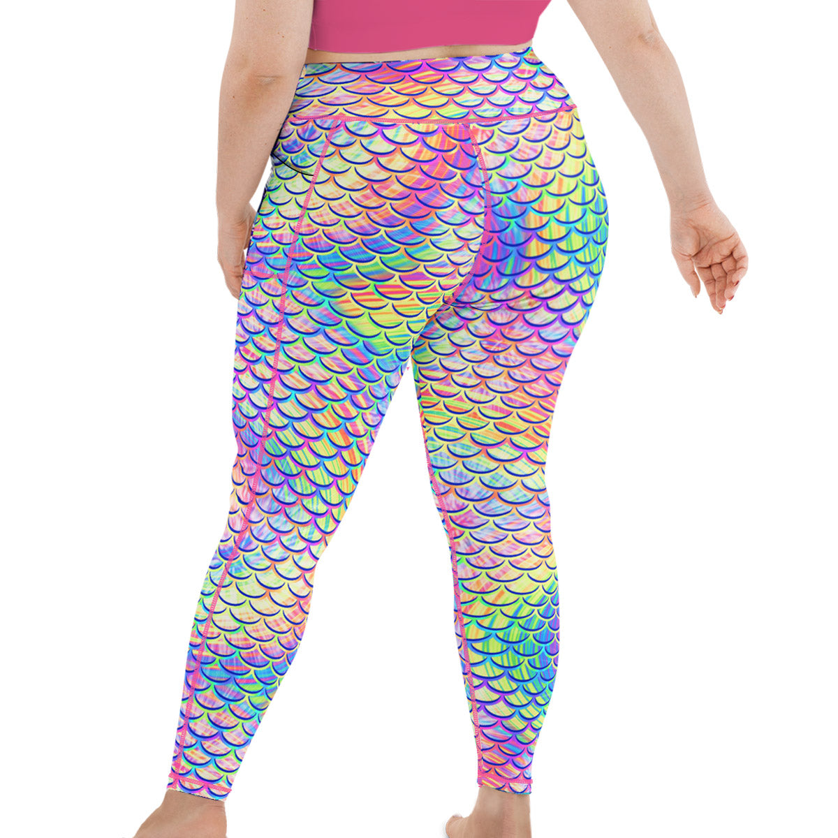 Plus Size Eco-Friendly Psychedelic Mermaid Leggings