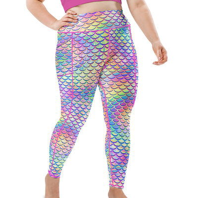 Plus Size Eco-Friendly Psychedelic Mermaid Leggings