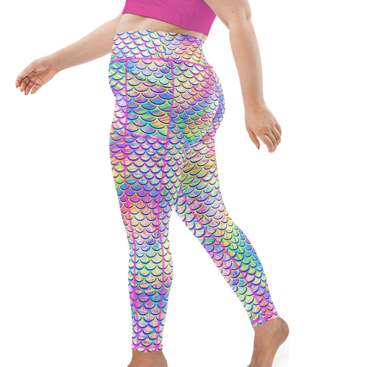 Plus Size Eco-Friendly Psychedelic Mermaid Leggings