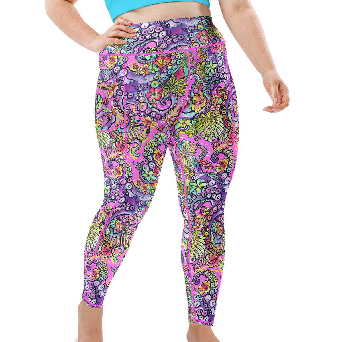 Plus Size Eco-friendly Octofloral Splatterparty Leggings