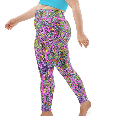 Plus Size Eco-friendly Octofloral Splatterparty Leggings