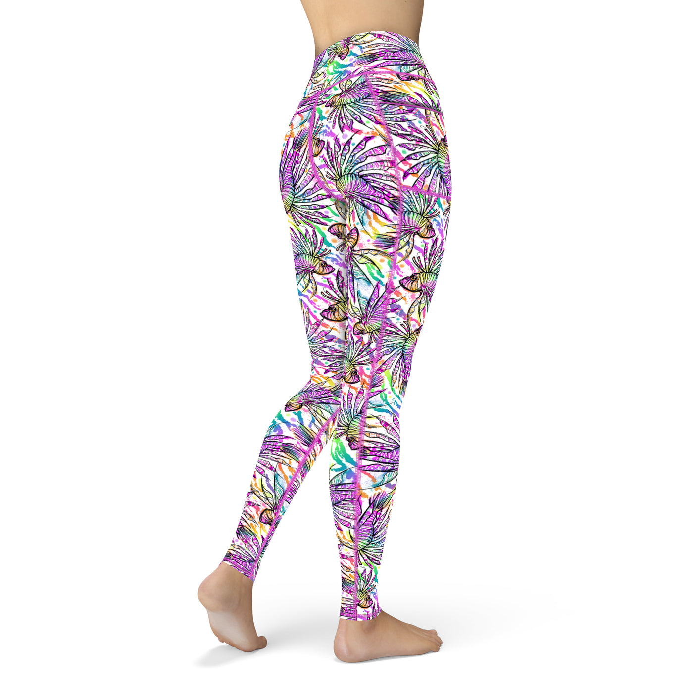 Eco-Friendly White Lionfish Roars Contour Leggings