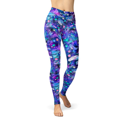 Eco-Friendly Cosmic Whale Contour Leggings