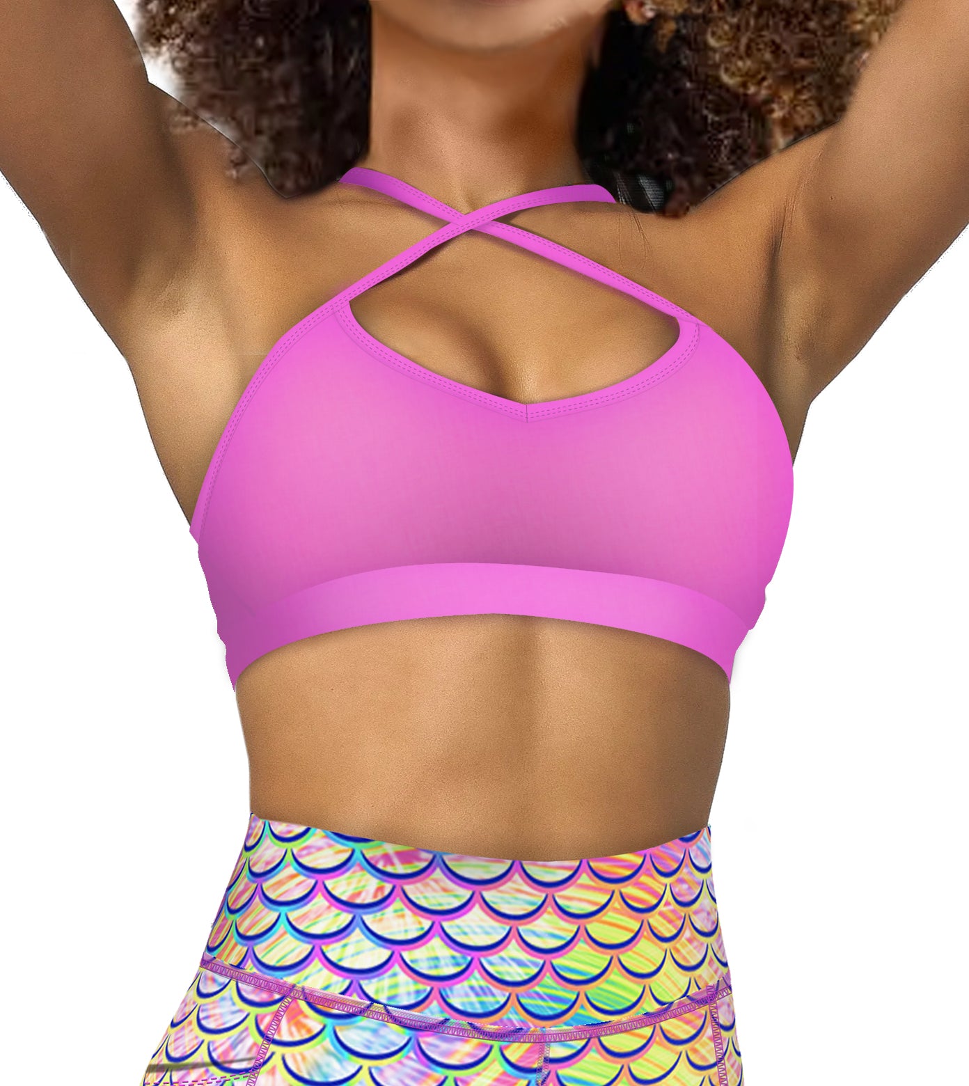 Eco-friendly Sunset Pink Bikini Sports Bra Hybrid