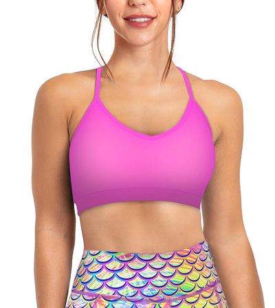 Eco-friendly Sunset Pink Bikini Sports Bra Hybrid