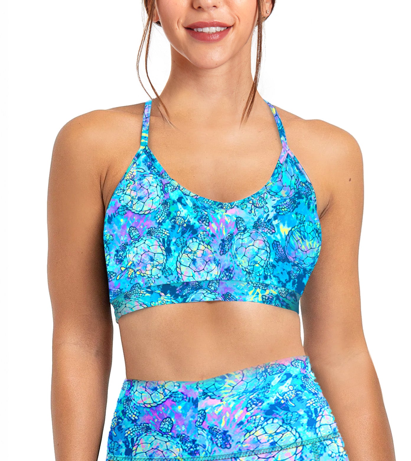 Eco-friendly Turtle Tie Dye Bikini Sports Bra Hybrid