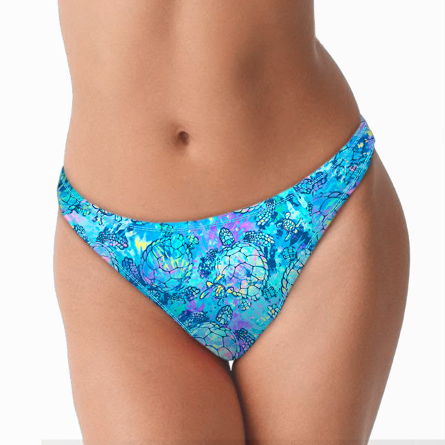 Eco-friendly Turtle Tie Dye Cheeky Bikini Bottoms