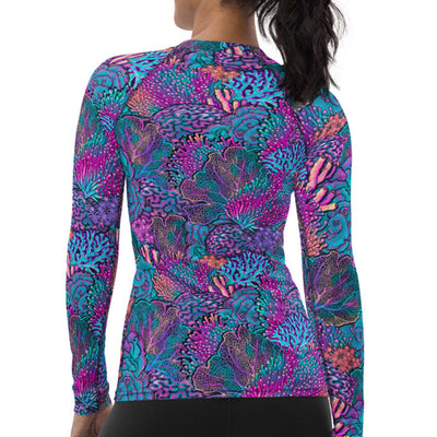 Eco-Friendly Coral Kaleidoscope Contour Rashguard