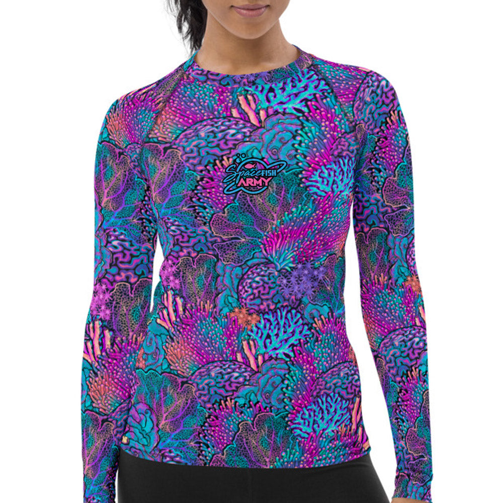 Eco-Friendly Coral Kaleidoscope Contour Rashguard