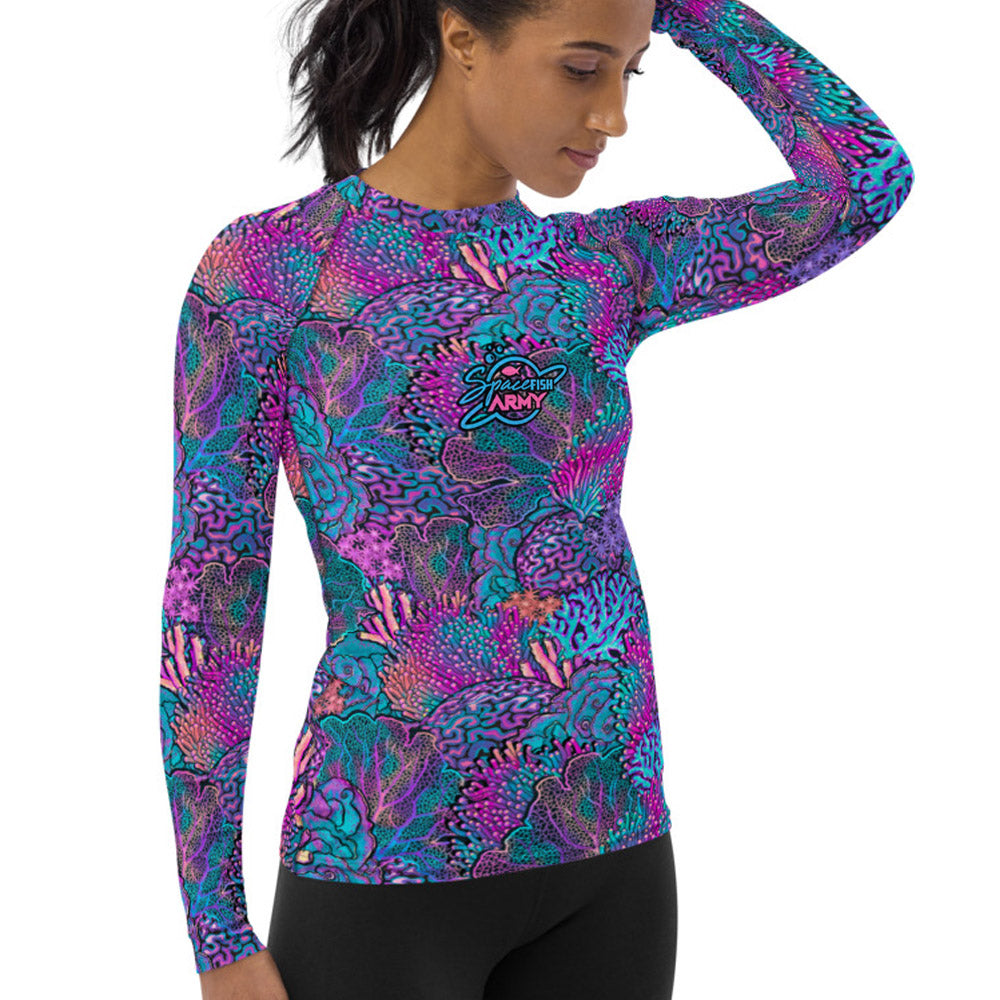 Eco-Friendly Coral Kaleidoscope Contour Rashguard