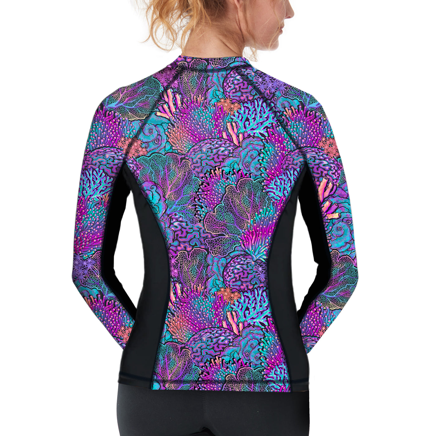 Eco-friendly Full Zip Up Coral Kaleidoscope Rashguard