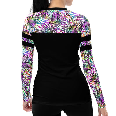 Eco-Friendly White Lionfish Roars Contour Rashguard