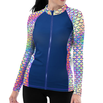 Eco-friendly Full Zip Up Psychedelic Mermaid Rashguard