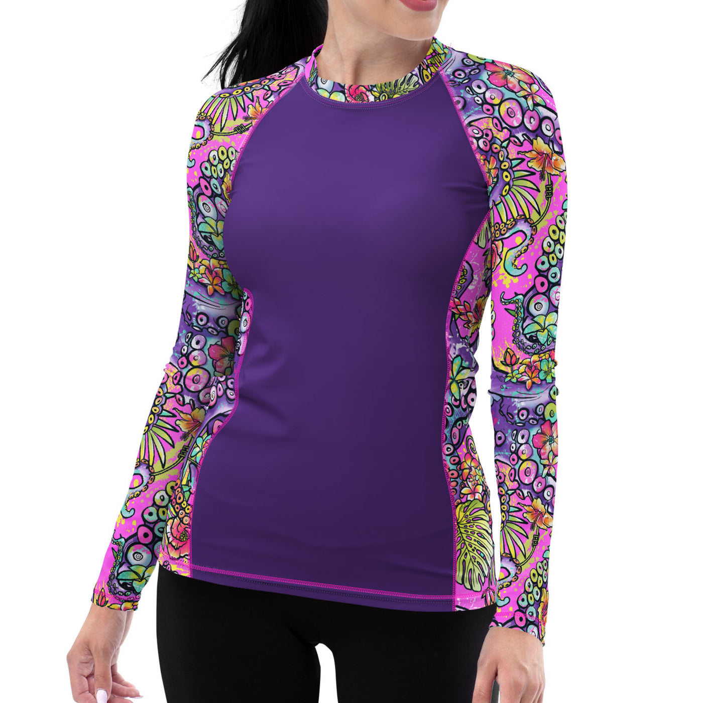 Eco-friendly Octofloral Splatterparty Contour Rashguard