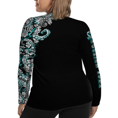 Plus Size Electric Blue Octofloral Rashguard