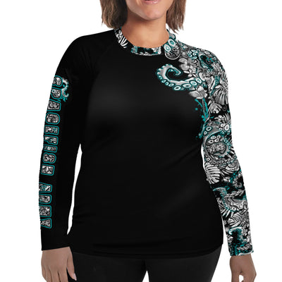 Plus Size Electric Blue Octofloral Rashguard