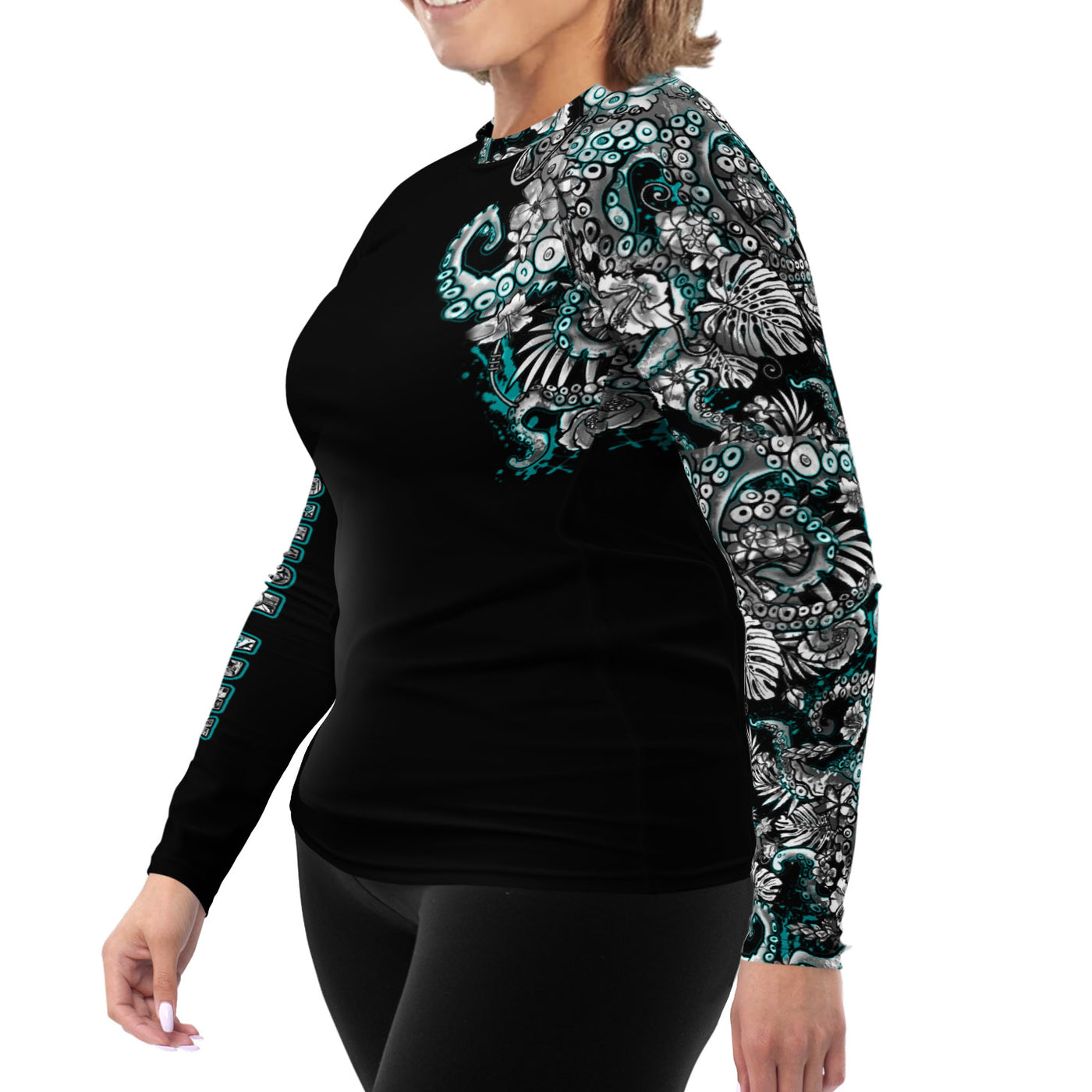 Plus Size Electric Blue Octofloral Rashguard