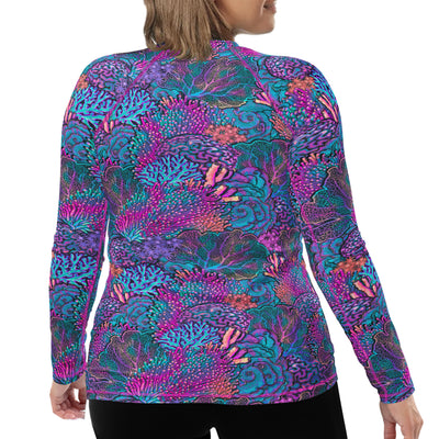 Plus Size Eco-Friendly Coral Kaleidoscope Rashguard